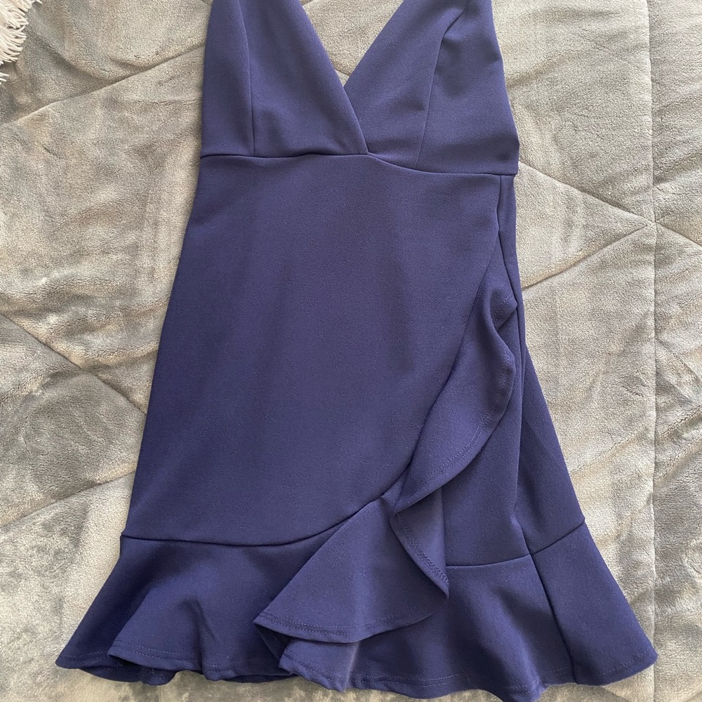 Navy blue ruffled dress